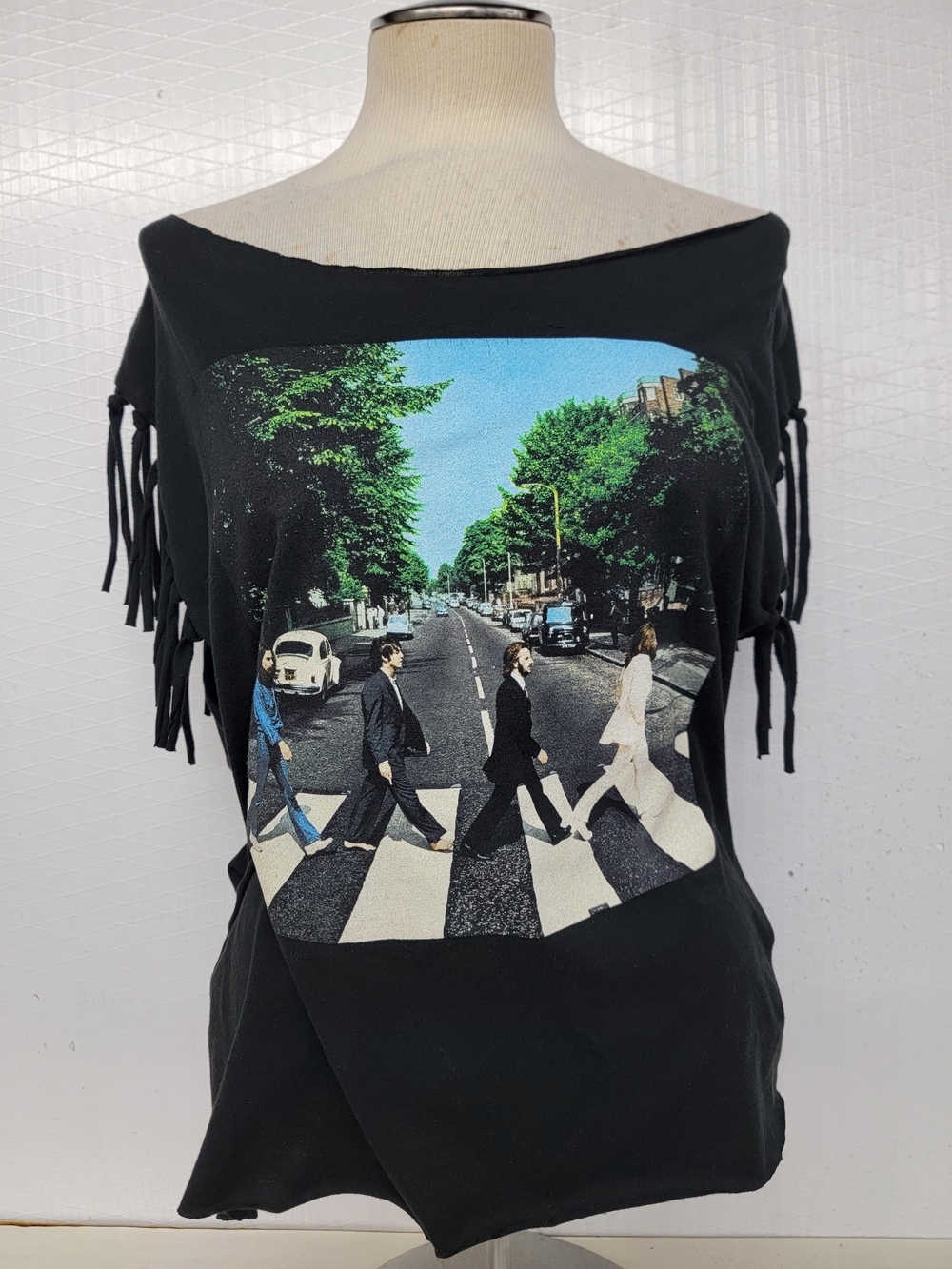 Beatles Rock Band Fringe Tee Upcycled Retro Vintage Band Merc